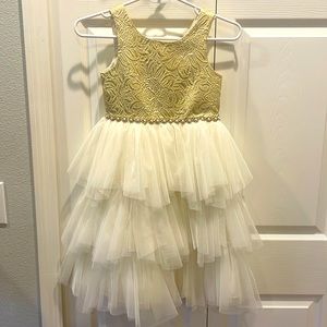 Girls Dress, American Princess Gold & Cream Formal Dress Size 7